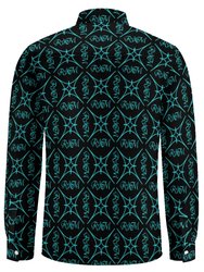 Aqua BLK Casual One Pocket Long Sleeve Shirt