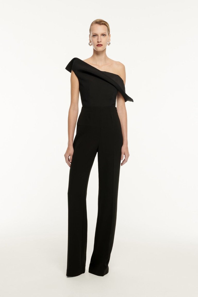 Asymmetric Wool Silk Top - Black