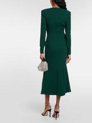 Long Sleeve Rouched Midi Dress