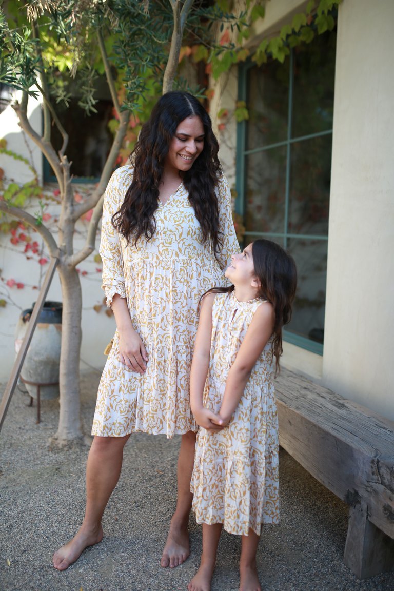 Sienna Dress Midi - Yellow Print