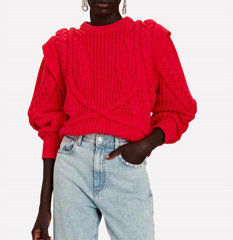 Catrin Knit Sweater In Lipstick Red - Lipstick Red