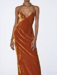 Gabe Velvet Dress - Burnt Orange