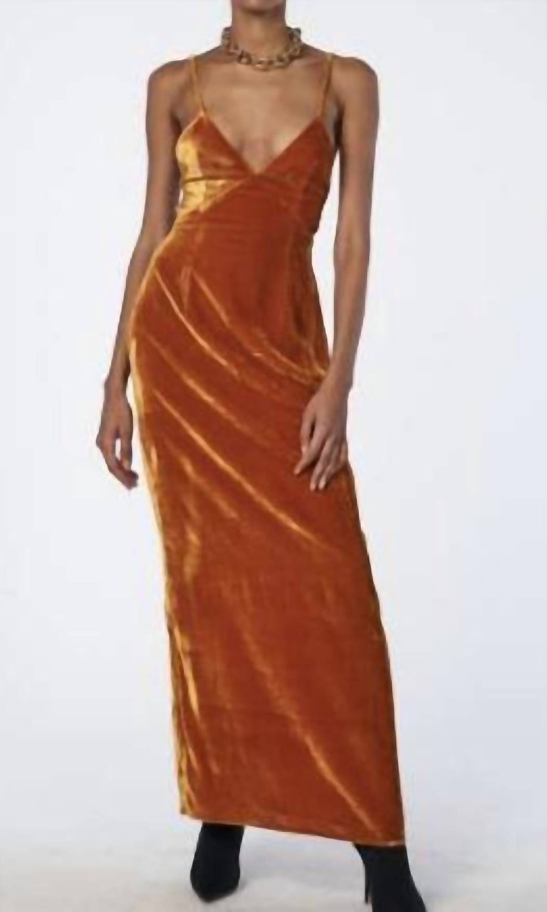 Gabe Velvet Dress - Burnt Orange