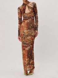 Micah Dress - Baroque Print-Bronze Combo