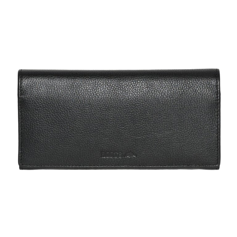 Ladies Large Cluth With Removable Checkbook - Black