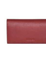 Ladies Large Cluth With Removable Checkbook - Red