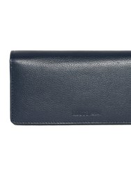 Ladies Leather Rfid Expander Clutch Wallet - Navy