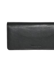 Ladies Leather Rfid Expander Clutch Wallet - Black