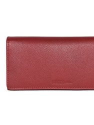 Ladies Leather Rfid Expander Clutch Wallet - Red