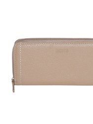 Ladies Rfid Slim Zip Around Wallet - Taupe