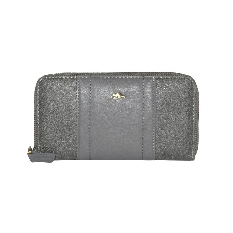 Ladies Zipper Round Wallet - Grey