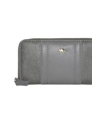Ladies Zipper Round Wallet - Grey