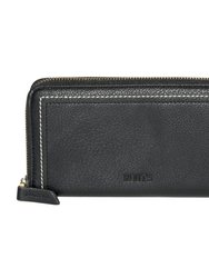 Ladies Zipper Round Wallet - Black