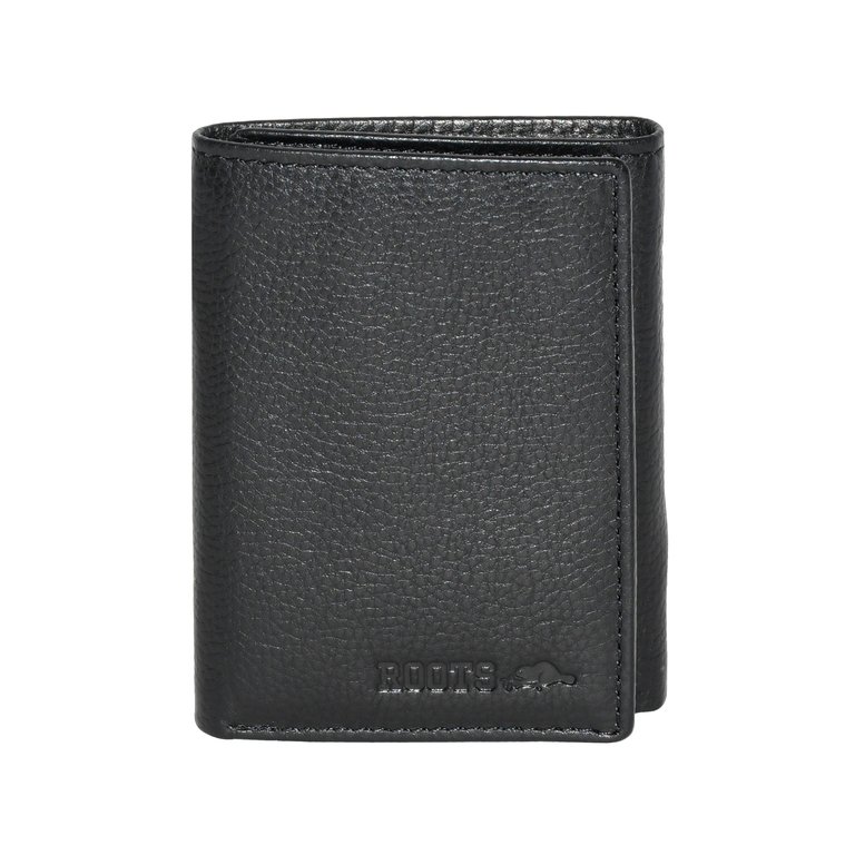 Leather RFID Trifold Wallet - Black