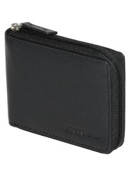 Leather Zip Around Coin Wallet With RFID Protection