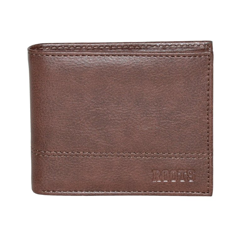 Mens Slim Wallet With Non Removable Top Flap Brown - Brown