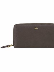 Roots Ladies Rfid Zip-Around Wallet - Dark Teak