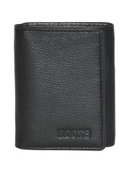 ROOTS Leather RFID Trifold Wallet - Black Navy