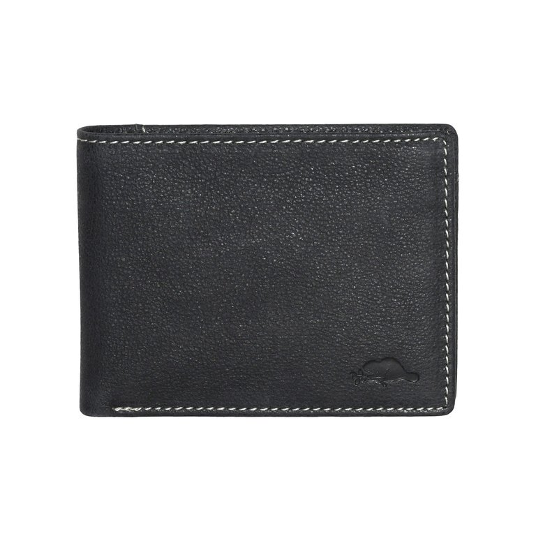 Roots Men's Leather Slim Id Wallet - Black