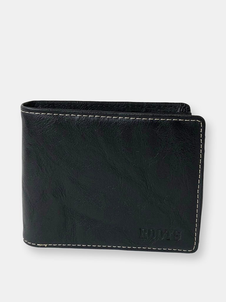 Roots Men's RFID Slim Flip-Up Passcase Wallet - Black