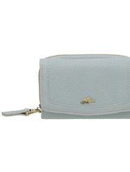 ROOTS Trifold Snap and Zip Clutch - Light Blue