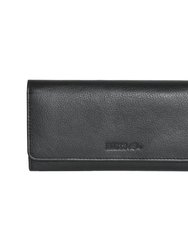 Slim Leather Clutch Wallet - Black