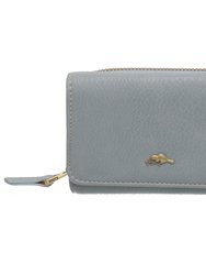 Trifold Zip-Around Wallet with Change Pocket - Silver Blue