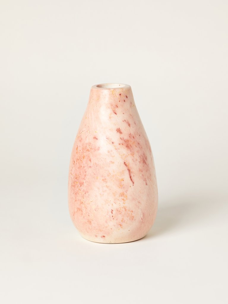 Marbled Soapstone Rounded Short Vase - Blush