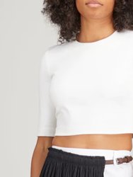 Button Back Cropped Top - White