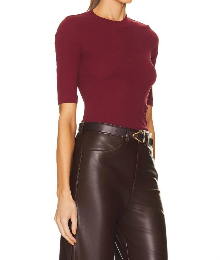 Cropped Sleeve Tee In Garnet