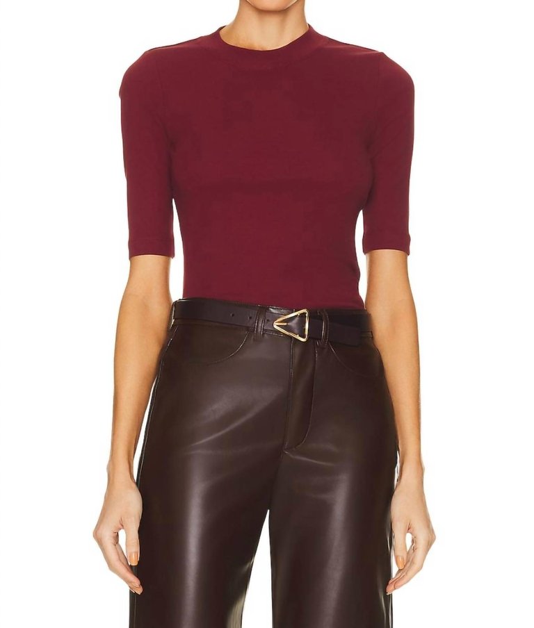 Cropped Sleeve Tee In Garnet - Garnet