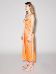 Hot Orange Twist Front Slip Dress