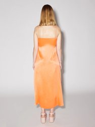 Hot Orange Twist Front Slip Dress