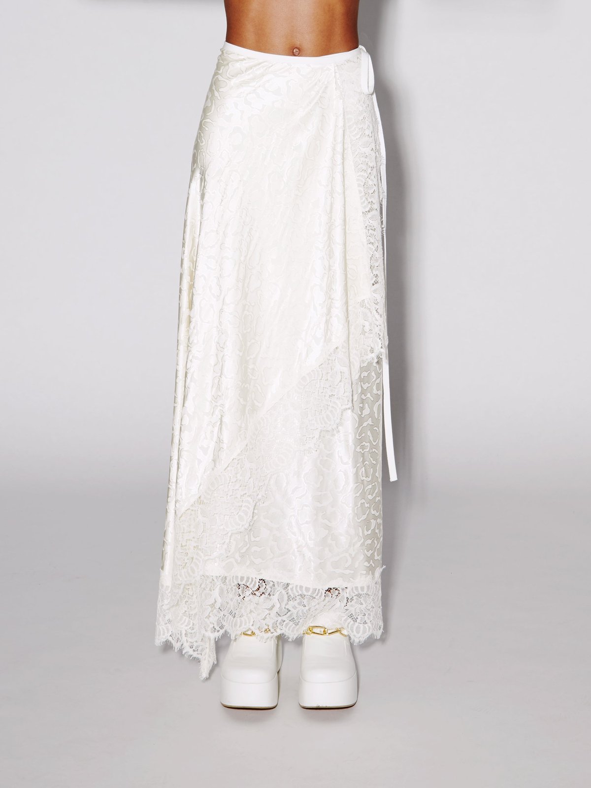 Rosetta Getty Ivory Lace Wrap Skirt | Verishop