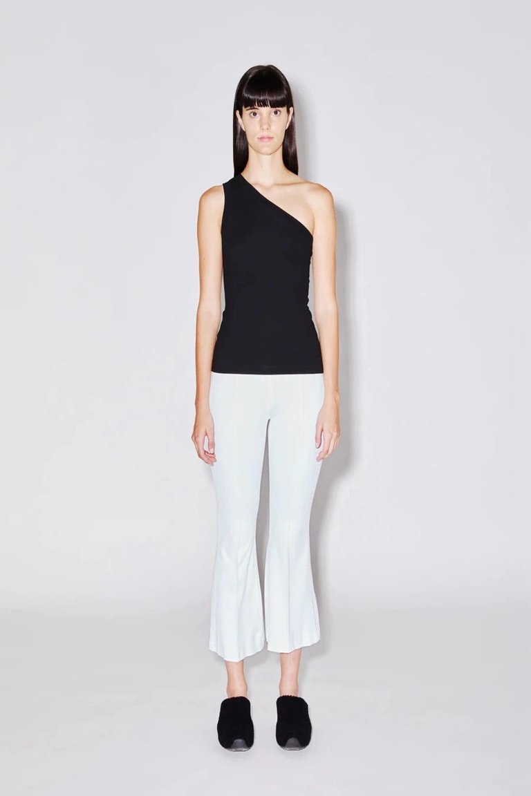 White Pull On Cropped Flare Pant - White