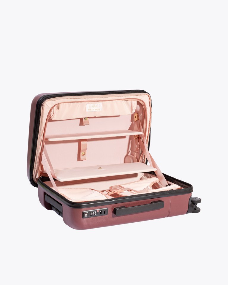 Castle Carry-on Expandable Suitcases - Exterior Color: Burgundy/Interior Color: Pink