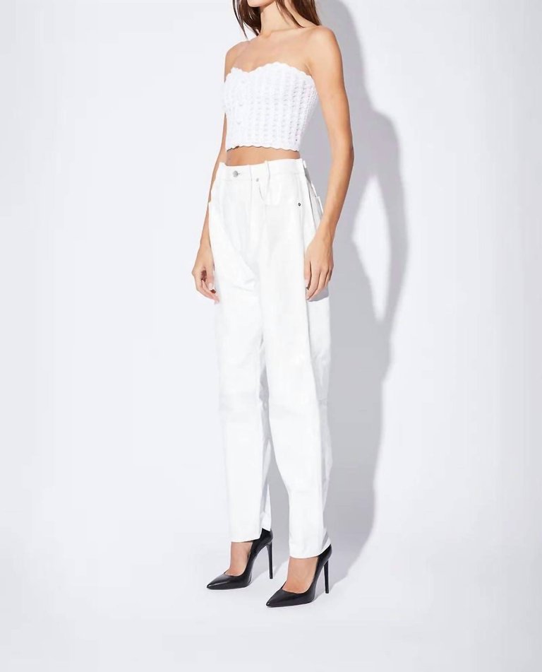 Ele Pant In White Crinkle