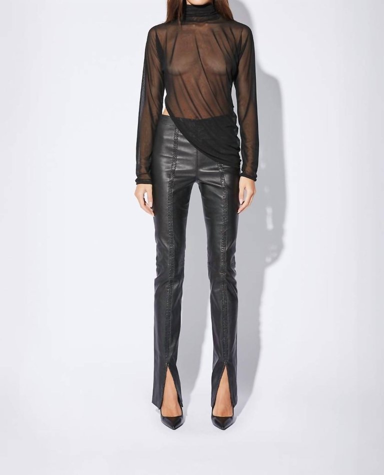 Kaimi Pant In Black Leather - Black Leather