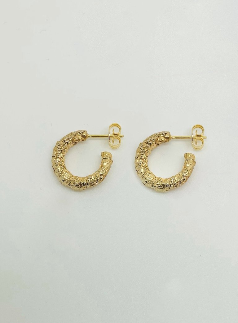 Crushed Hoop Earrings - Gold