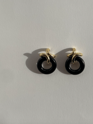 Rollo Onyx Earrings - Gold
