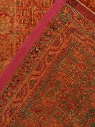 Rug & Kilim’s Classic Agra Style Rug in Red, Orange Geometric pattern " 8'11"x12'10" "