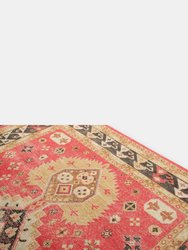 Rug & Kilim’s Distressed Style Rug in Red and Beige-Brown Geometric pattern " 9'x11"11" "