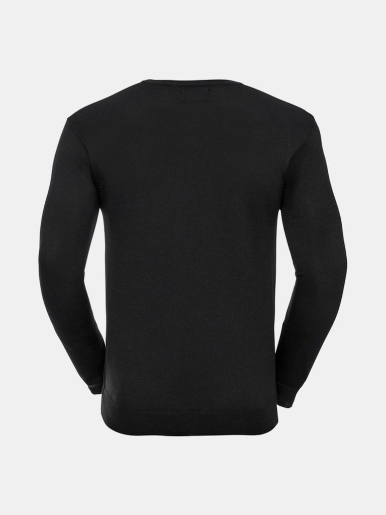 Mens Cotton Acrylic V Neck Sweatshirt - Black