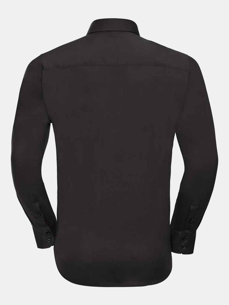 Mens Fitted Long-Sleeved Shirt - Black