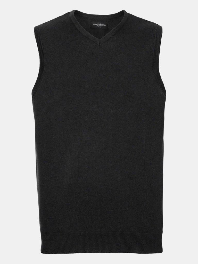 Mens Knitted V Neck Sleeveless Sweatshirt - Charcoal Marl