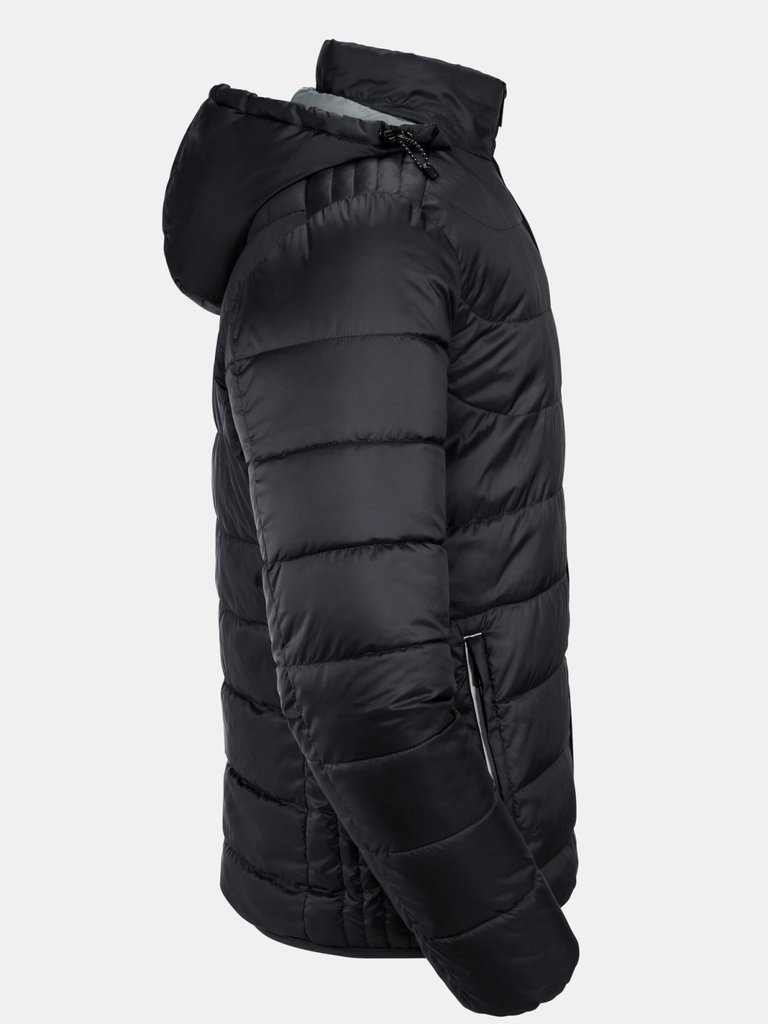 Mens Nano Hooded Padded Jacket - Black