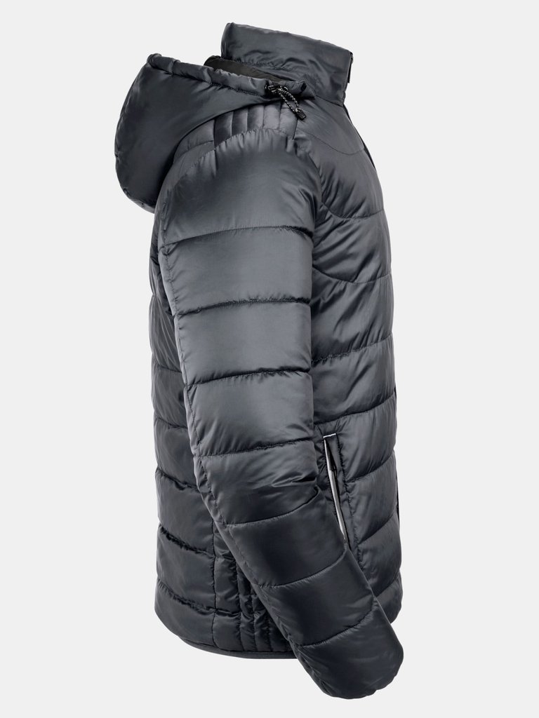 Mens Nano Hooded Padded Jacket - Iron Grey