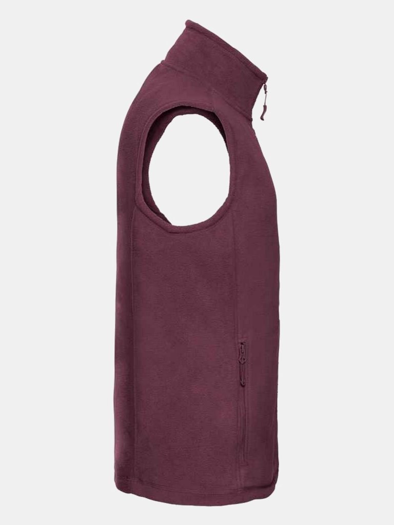 Mens Outdoor Fleece Vest - Burgundy