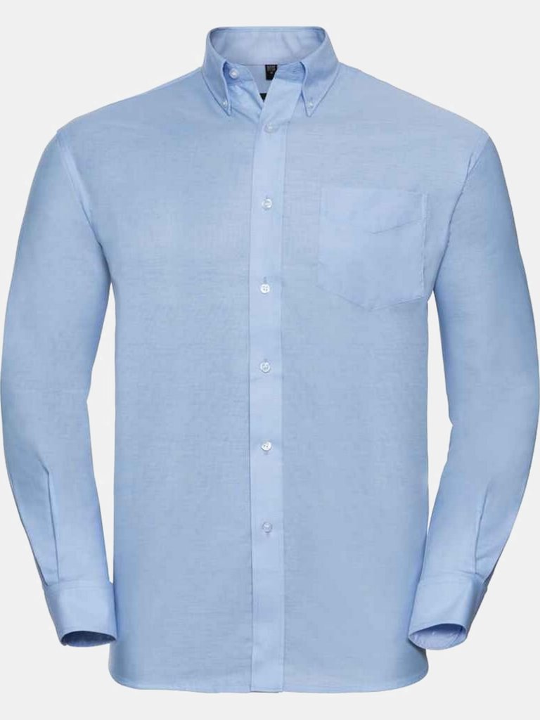 Mens Oxford Easy-Care Long-Sleeved Formal Shirt - Oxford Blue - Oxford Blue