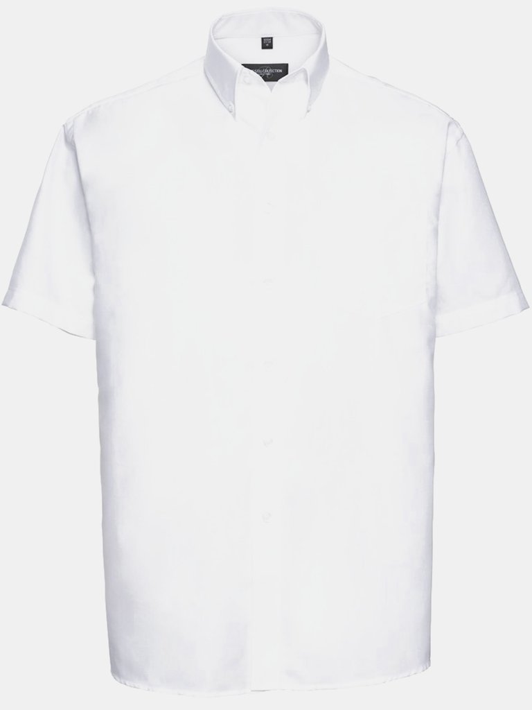 Mens Oxford Easy-Care Short-Sleeved Formal Shirt - White